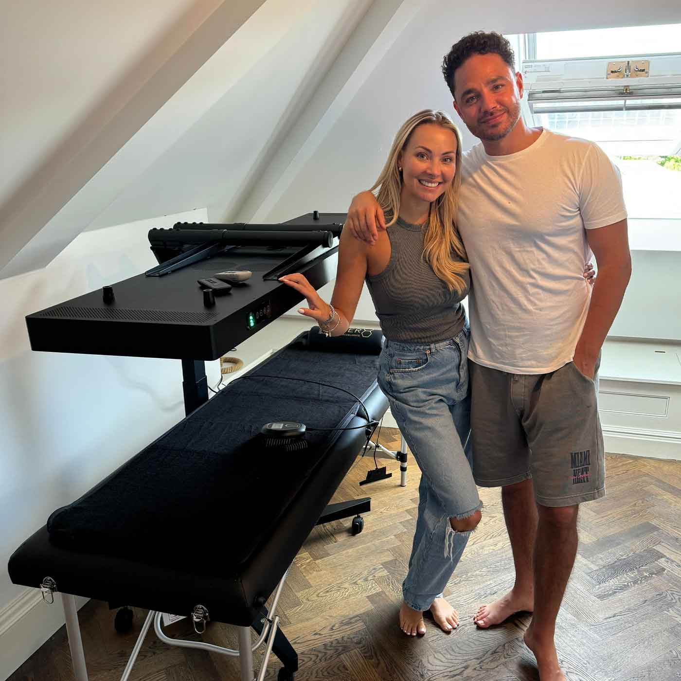 Adam & Caroline Thomas stood next to CELLER8